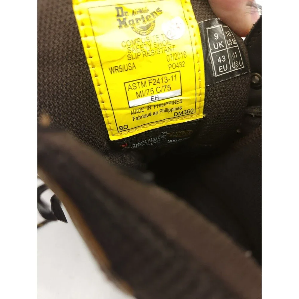 Dr. Martens Brown Industrial Comp Safety Toe Boots DM360 Men's US Sz 10